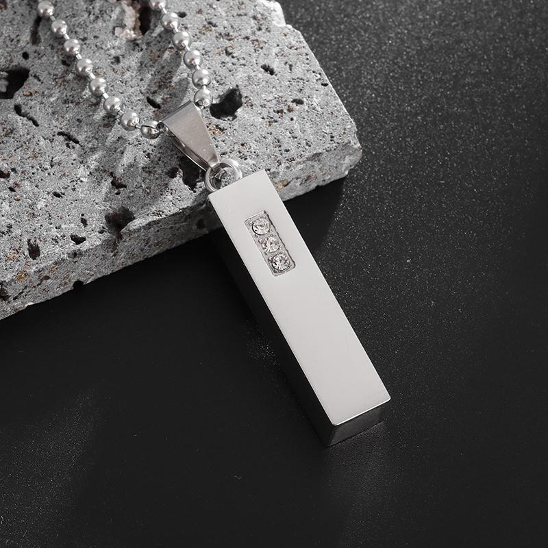 Stainless Steel Classic Geometric Polygonal Black Square Natural Stone Necklace Pendant for Men Fashion Casual Punk Jewelry Gift