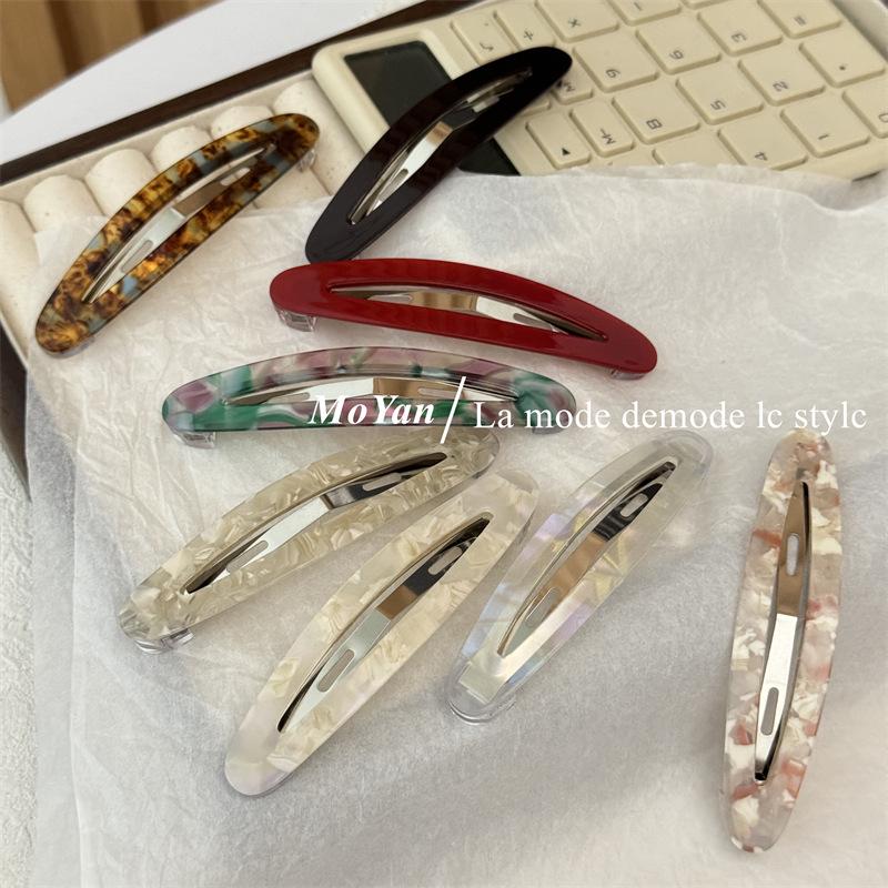 Korean Elegant Acetate Oval Snap Hair Clip