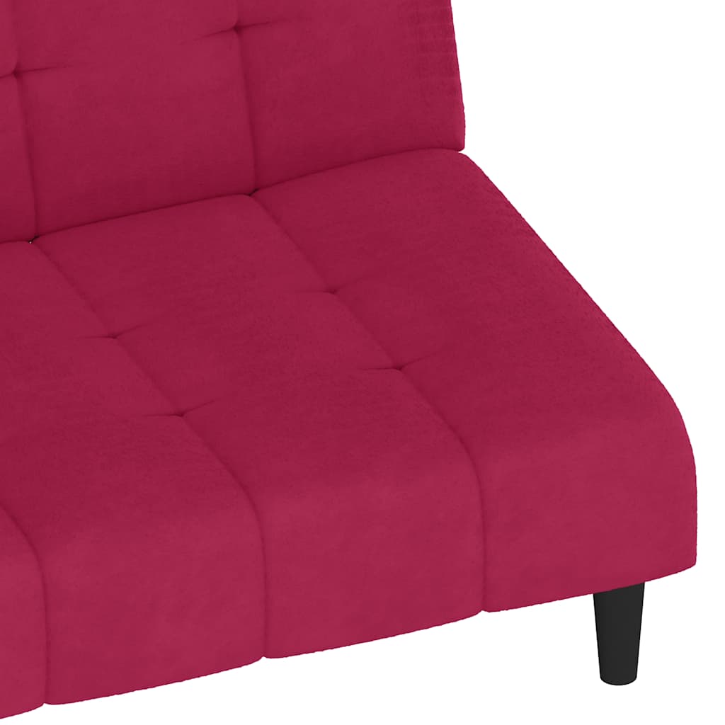 2 Seater Sleeper Sofa in Burgundy Velvet