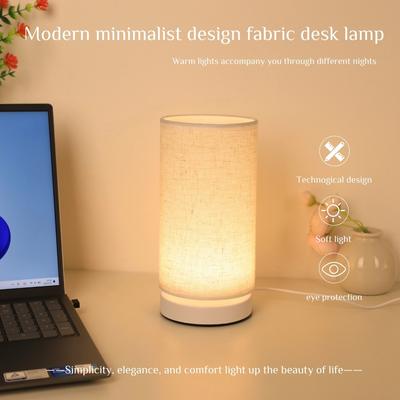 Luminária de mesa de tecido nórdico, luz quente USB, adequada para salas de estar, quartos, escritórios - presente perfeito para feriados e aniversários