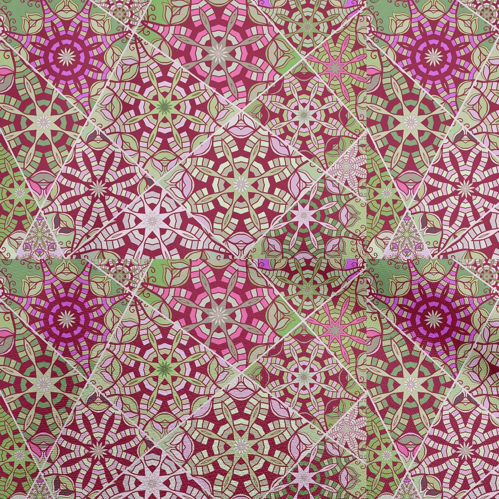 oneOone Cotton Flex Stoff, dunkelolivgrün, marokkanisches Mosaik, Blumenmuster, Bastelprojekte, Dekorationsstoff, bedruckt, Meterware, 101,6 cm