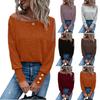 Women S Solid Color Off Shoulder Long Sleeve Button T Shirt
