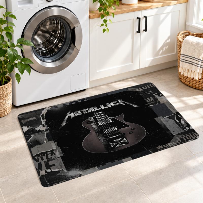 Flannel Kitchen Mat Metallica Soft Area Rug Non Slip Floor Carpet Home Decoration
