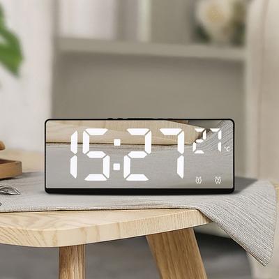 Digital Clock Practical 12/24 Hour Switching Battery Powered Mirror Desk Table Alarm Daily Use