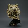 Leopard Head Bust HandhandPainted Big Cat Sculpture with Base Textured Cheetah Statue for Art