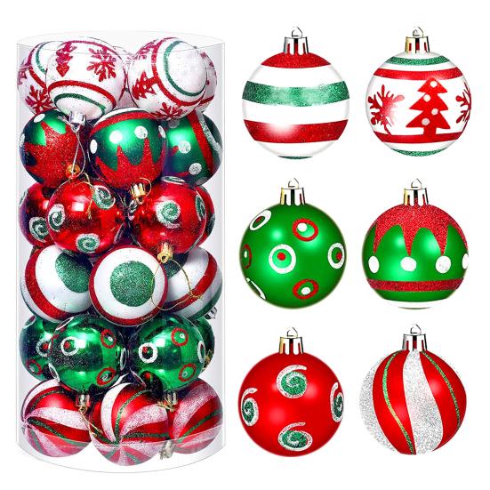 Pcs Christmas Balls Ornaments 2.4 Inch Small Shatterproof Plastic Balls