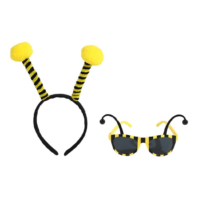 Bumble Bees Costume Kit for Kids Adult Honeybee Costume Antenna Headband Antenna Glasses Halloween Cosplay Party Props
