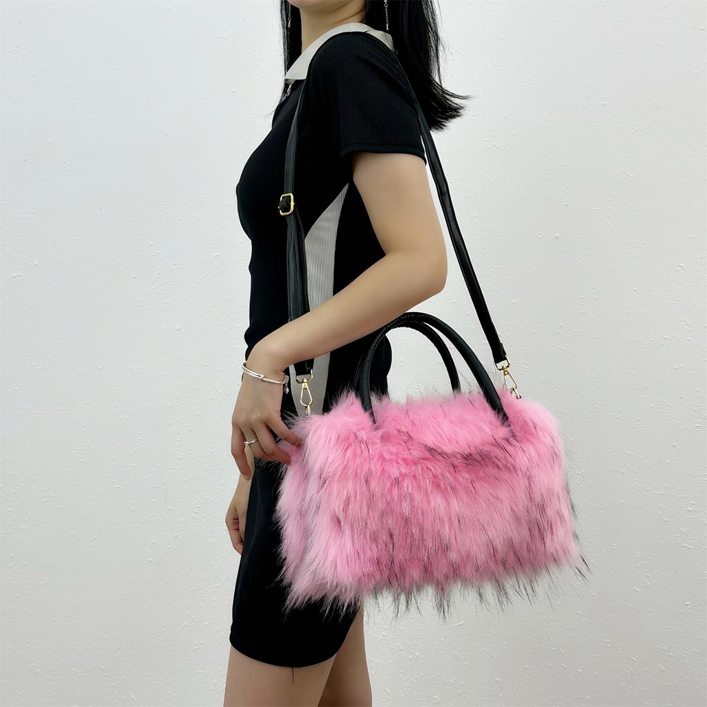 2025 Luxury New Design Women's Faux Fur Handbag Winter Soft Warm Bag Girls Fluffy Large Capacity Tote bag High Quality Fur Purse