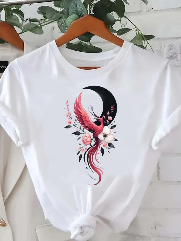 (Asian Size) Sweet Flower Cute Tee Clothing Lady Female Top Printed Women Casual T Shirt Fashion Graphic Short Sleeve T-shirts