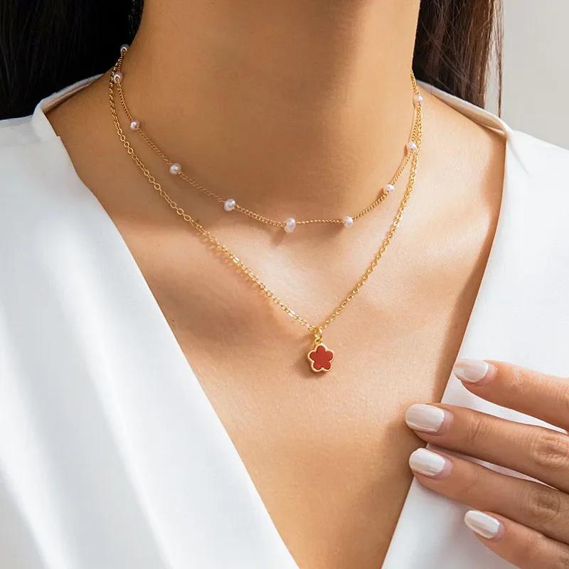 Stereoscopic Stainless Steel Will Not Fade Small Peach Heart Golden Necklace for Women Love Heart Pendant Collarbone Chain Gift