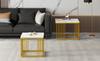 2-teiliges Set quadratische Hochglanz-Marmoroptik Kaffeetische, Stapeltische mit goldenen Beinen, 60*60*45cm und 45*45*40cm, Vielseitig