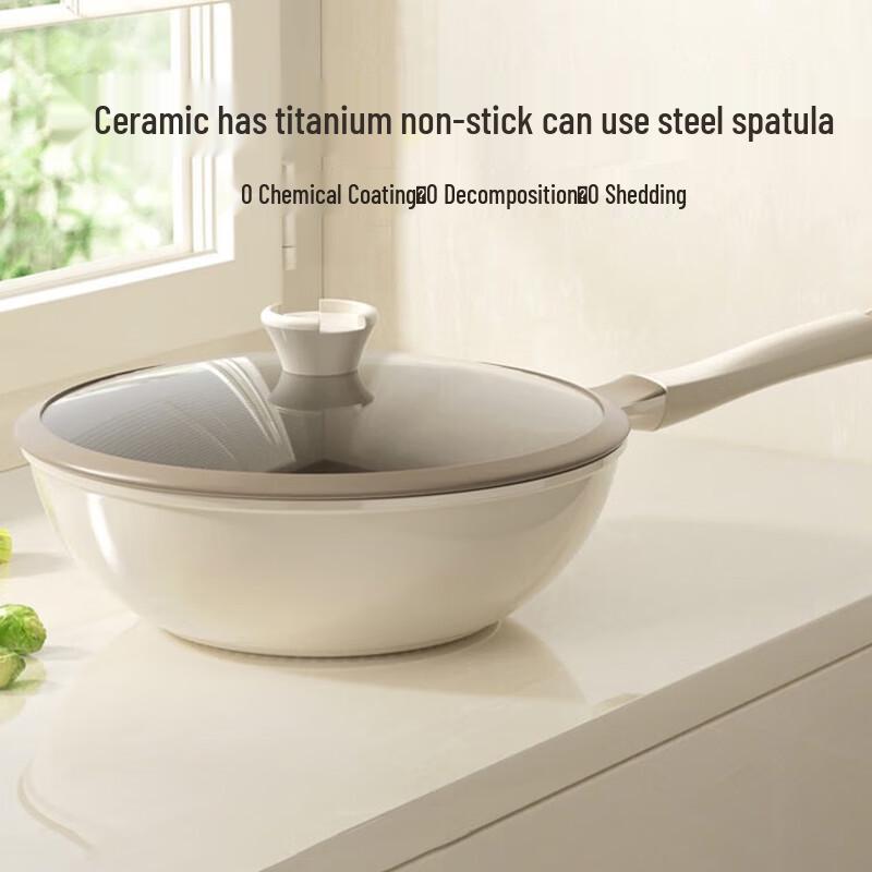 Red Chef White Ceramic 28cm Non-stick Wok