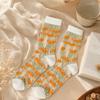 Crystal Silk Floral Embroidery Socks Tulle Fabric Mid-Tube Socks Kawaii Mesh Lace Socks  Ladies
