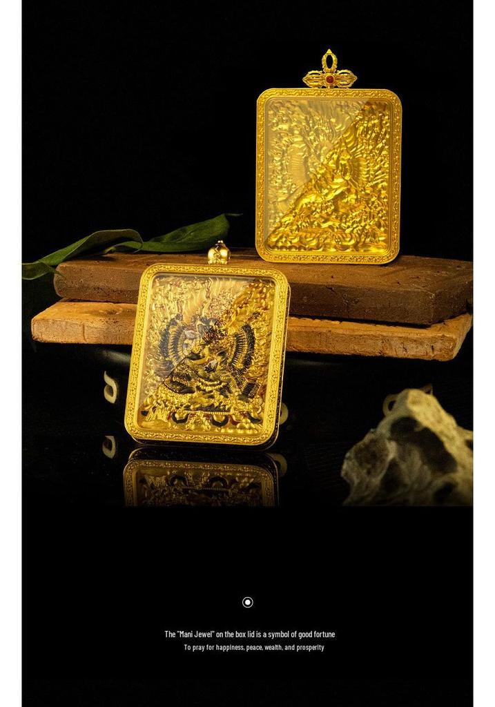 Tibetan Brass Gold-Plated Thangka Pendant Necklace