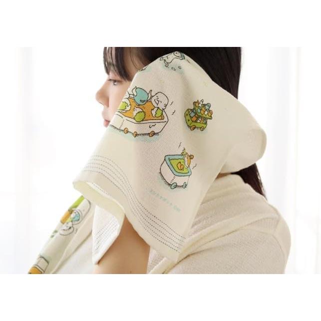 YOSITAKE Shinsuke Context Tenugui Towel (Small) & Bath Towel (Large) - 2 Sizes, 1 Each Set - Thin, Light, Long, Made In Japan - Versatile Cotton 100%