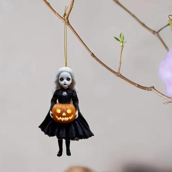 Halloween Pumpkin Princess Pendant Car Hanging Ornament Acrylic Rearview Mirror Charm Festive Party Decoration for Wall Door Room