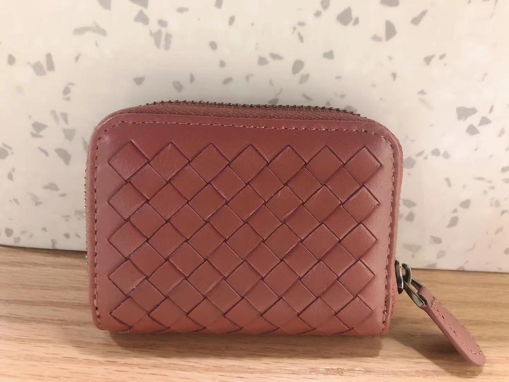 Všestranná kožená peněženka na karty s více sloty, dámská mincovka, tkaná peněženka na karty z ovčí kůže, držák na vizitky