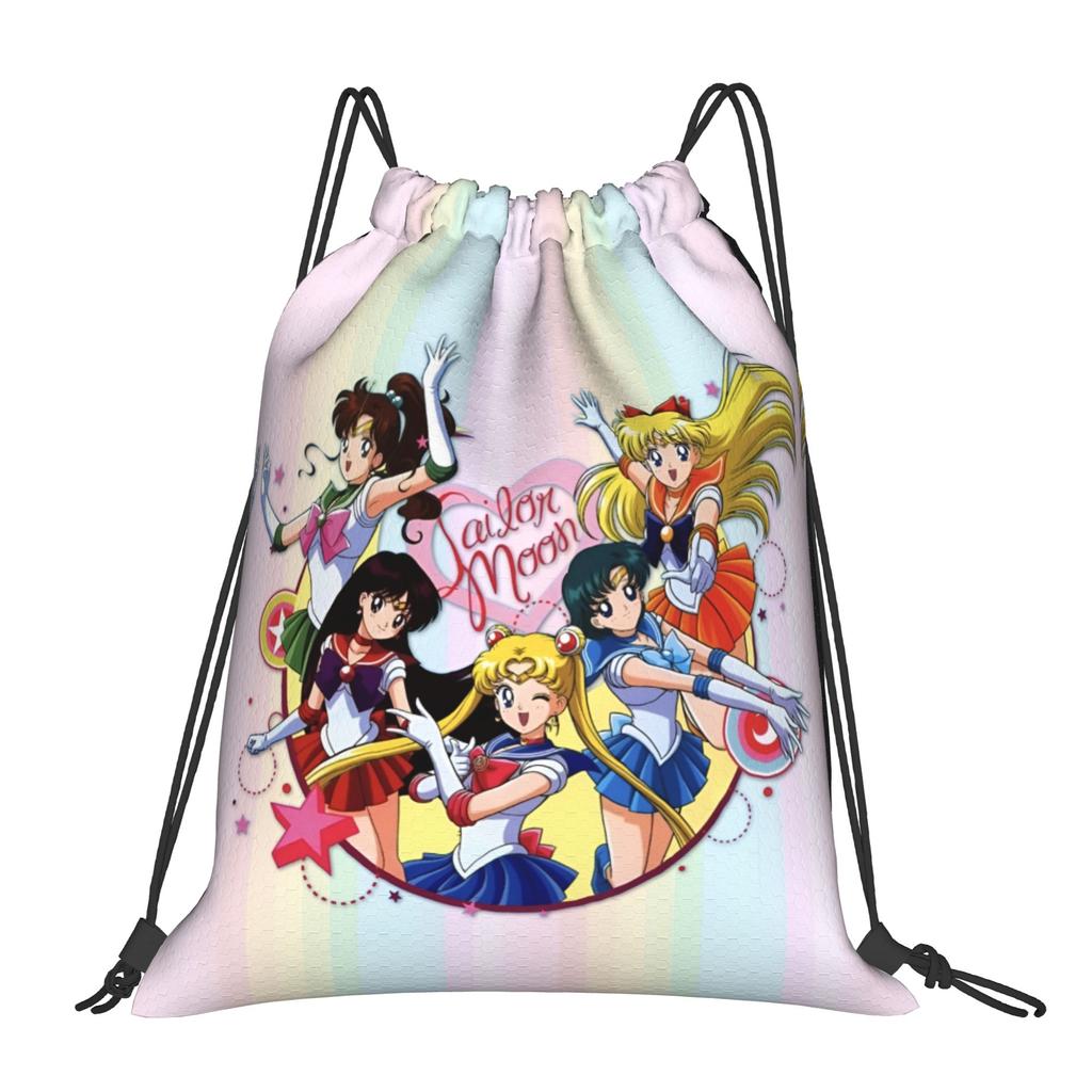Custom Sailors Anime Moons Drawstring Backpack Sports Gym Bag for Women Men Bishoujo Training Sackpack