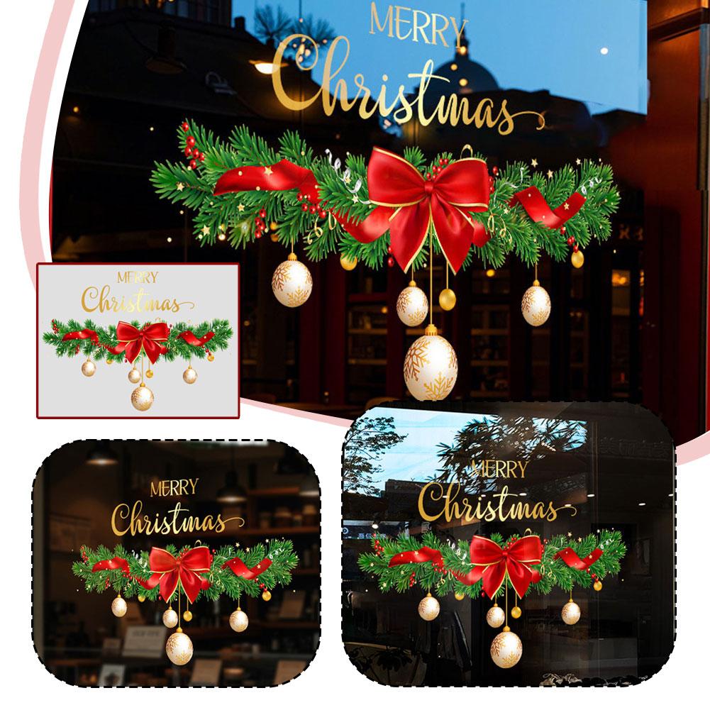 45cm*60cm Window Sticker Christmas Decorative Door Sticker for Christmas Party Static Cling Removable Home Decor Holiday Gifts