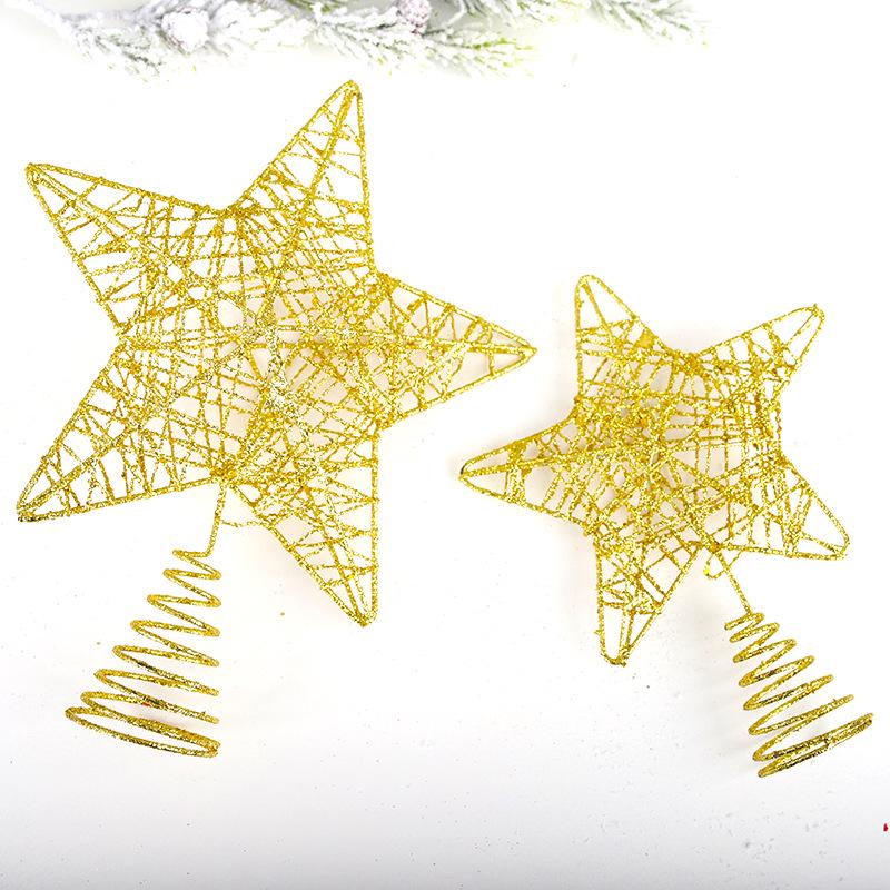 Třpytivá pěticípá hvězda na špičku vánočního stromku - Železná umělecká dekorace