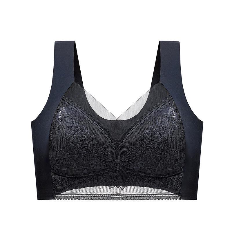 Plus Size Lace Lingerie Sports Bra - Wirefree, Seamless, Anti-Sagging Ice Silk Vest for a Slimmer Look