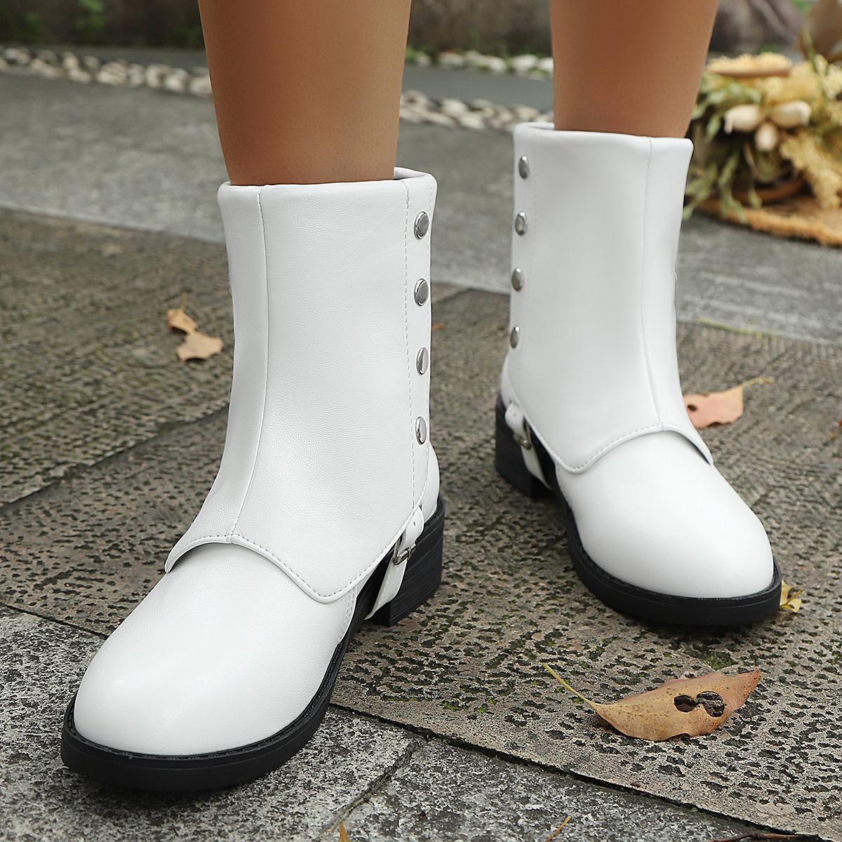 

Winter New Round Toe Thick Soled Comfortable Midsole Women s Boots Fashionable and Elegant Square Heel Casual Knight Boots for daily use 36