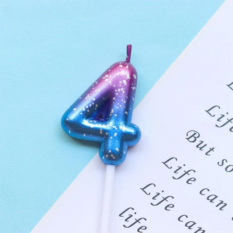 Happy Birthday Cake Decorated Interstellar Digital Colorful Candle Children's Delicate Candy Color 0-9 Number Candle Party Decor