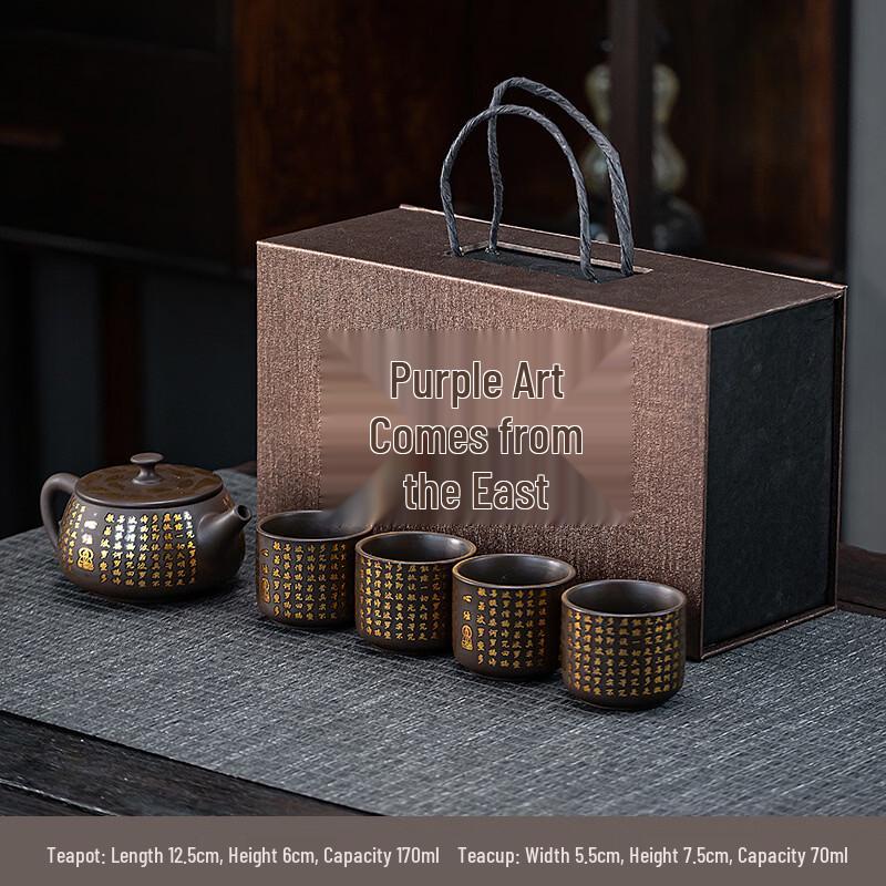 Chinese Ceramic Heart Sutra Tea Set