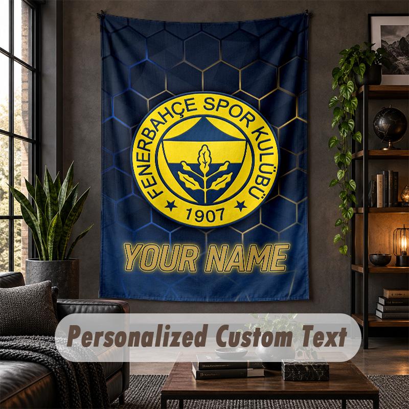 Wall Tapestry Fenerbahçe FC Print Custom Name Text Wall Hanging Home Decor