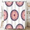 6-Piece Mandala Shower Curtain Set Boho Decor Bath Curtains With Rod And Rings (Pink Navy Blue) [B201]