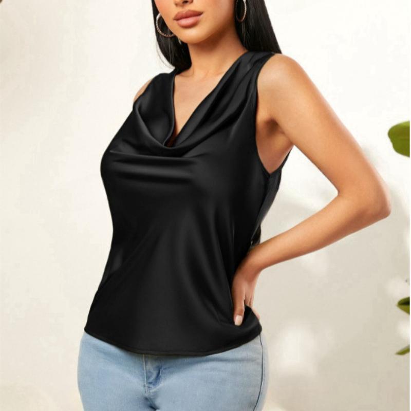 

GMXIA женские модные повседневные летние однотонные блузки и рубашки без рукавов с v-образным вырезом и принтом L