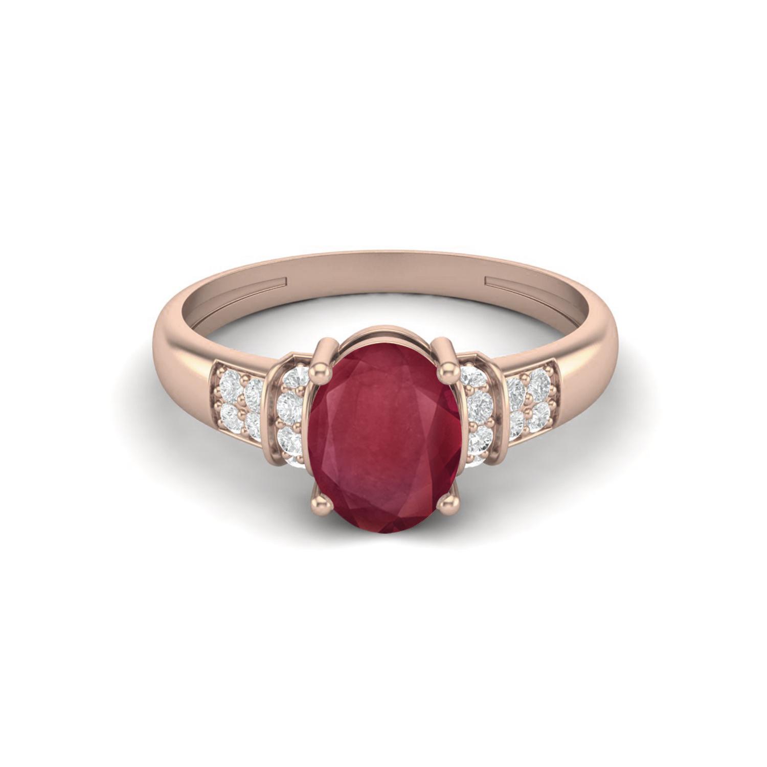 1.81 Ct Oval Ruby 925 Sterling Silver Rose Vermeil Engagement Ring Dainty Side Stone Wedding Ring 7