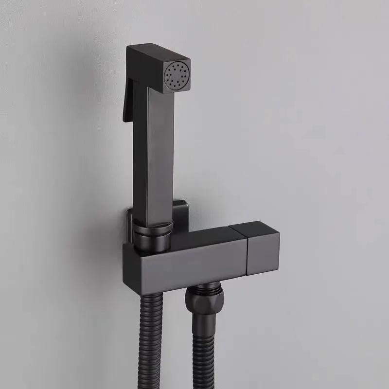 

Gold Shower Wall Mounted Toilet Bidet Sprayer Set Brass Valve Bathroom Alloy Black Handheld Self Cleaning Bidet Faucet White чёрный