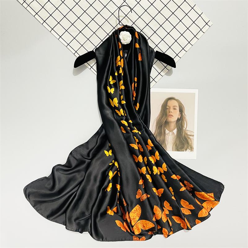 Women Silk Lady Summer Beach Scarf Luxury Design Print Shawl Scarves Fashion Smooth Foulard Female Hijab