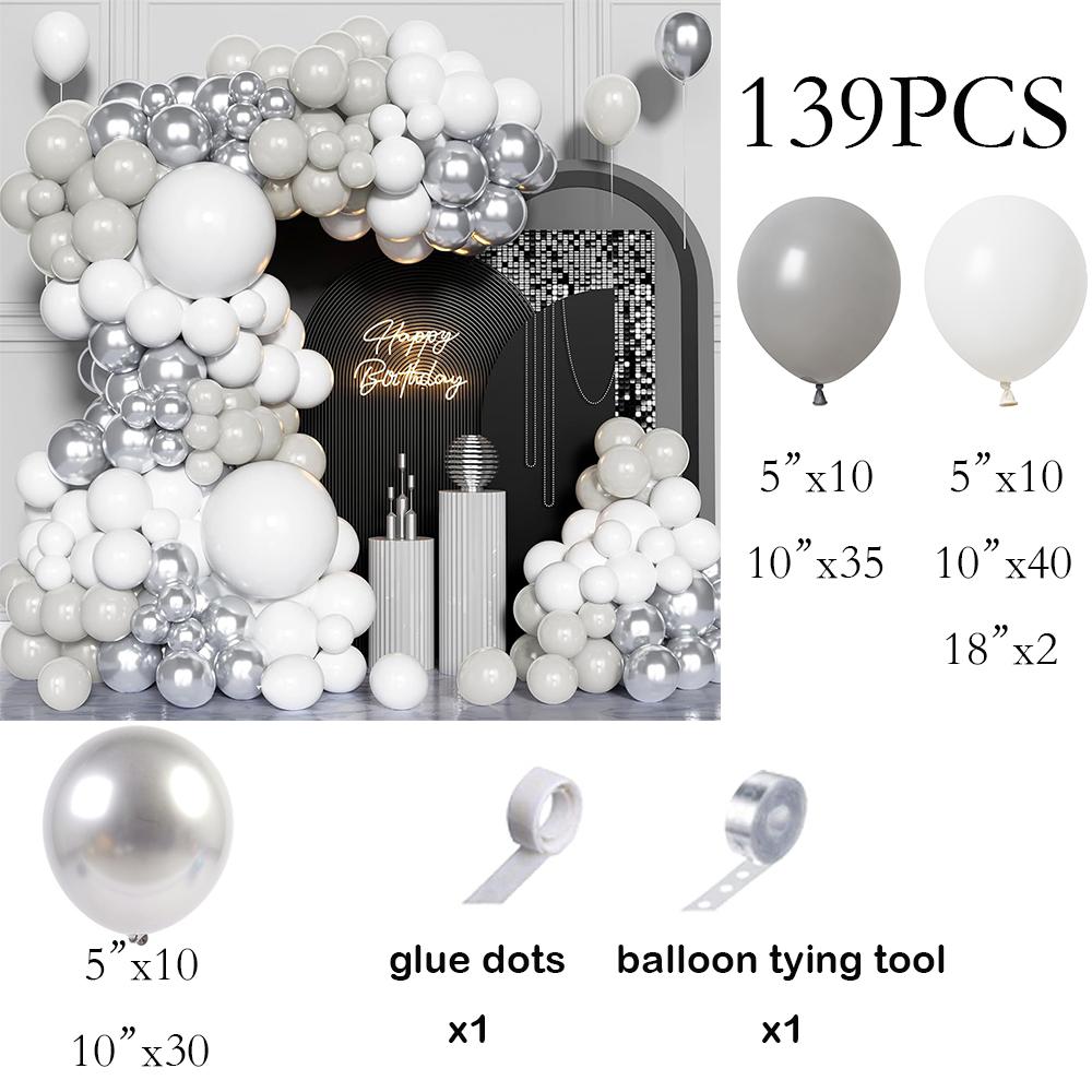 

Grey Balloons Garland White Sliver Ballon Arch Kit Wedding Engagement Anniversary Bridal Shower Birthday Party Decoration Globos AS Picture