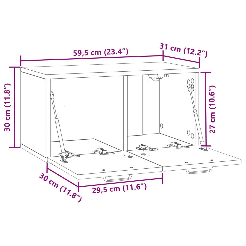 Wall Mounted TV Cabinet White 59.5 x 31 x 30 cm Particleboard