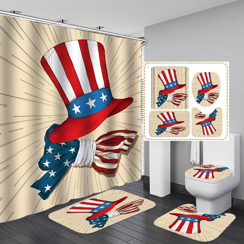 Waterproof and mildew-proof shower curtain for bathroom, dry and wet separation, shading and warm shower curtain four-piece set