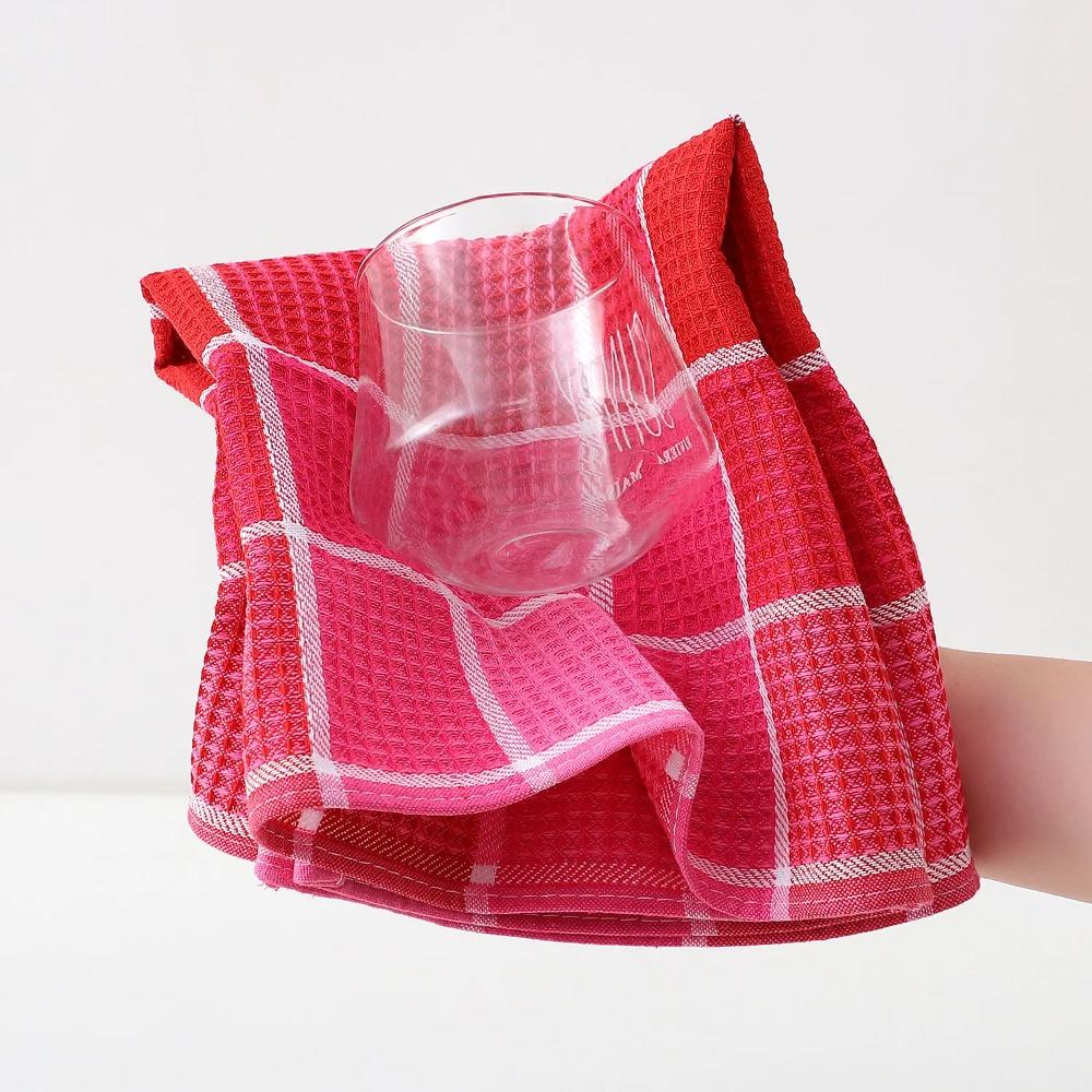 4 Pieces Soft Kitchen Grid Dish Towel Cotton Yarn Tea Towel Waffle Cleaning Clothes  Pot