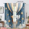 Blackout Starry Hot Air Balloon Print Curtain Polyester Nursery Decor Kids Room Window Treatment Set Of 2 Made With Rod Pocket Washable Ready