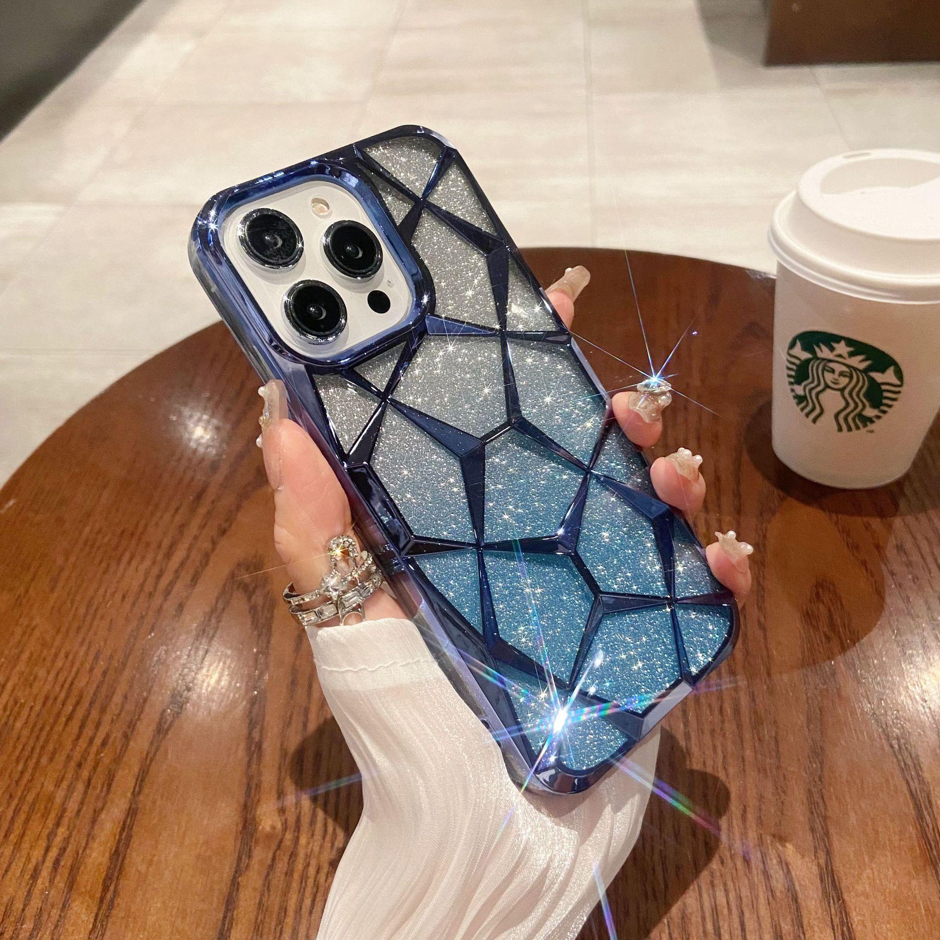 

Marble Pattern Electroplated Diamond-shaped Glitter Powder Is Suitable for Apple 16Promax Phone Cases and IPhone15 Soft Case Protectants iPhone 11 синий