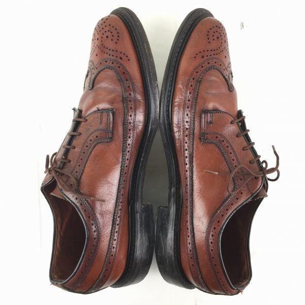 Pre-80s USA Vintage Long Wingtip American Brogue Shoes Brown size 9.5D 27.0-27.5 Men's(USED)