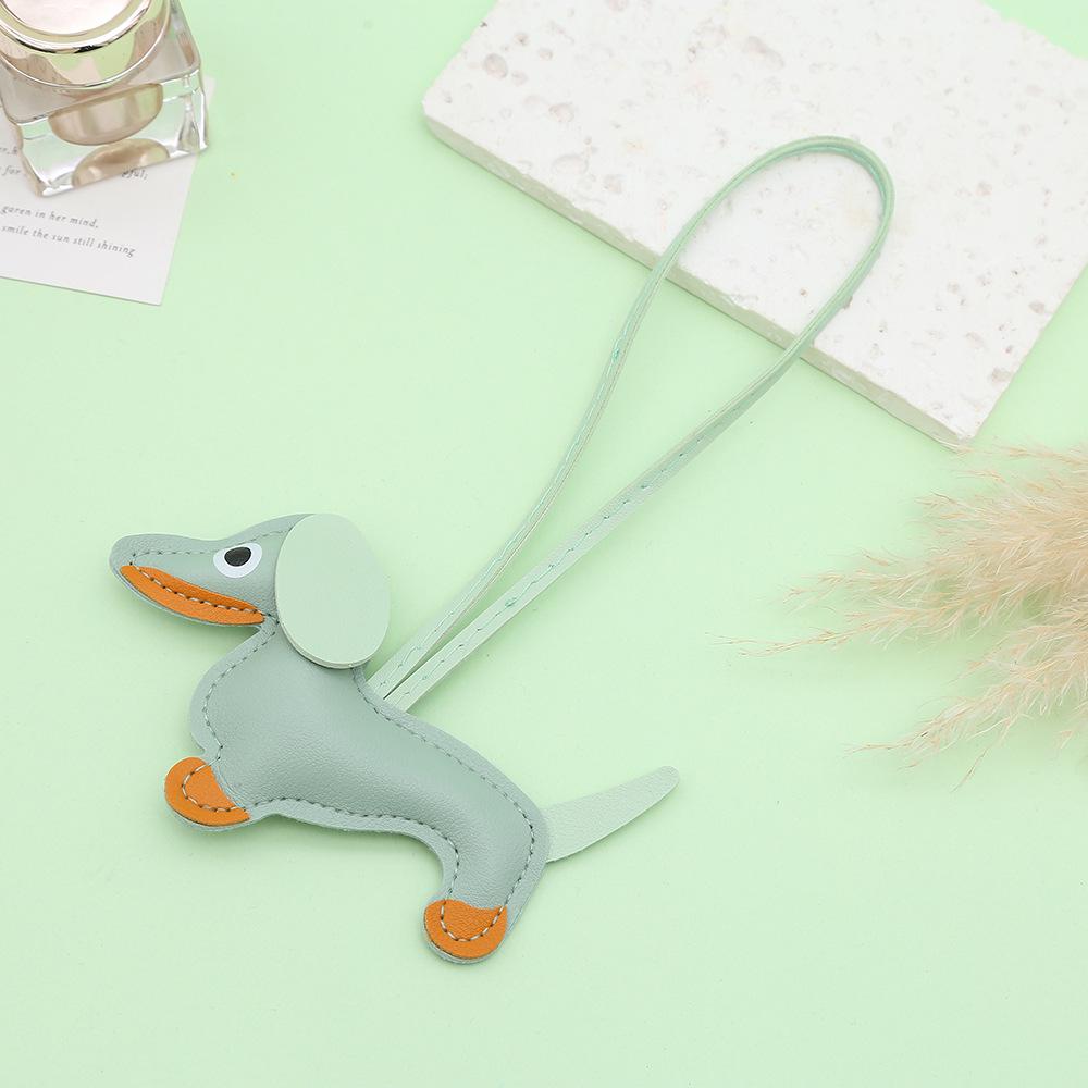 Mini Dachshund Leather Pendant - Cute Cartoon Backpack Charm, Keychain, Car Ornament, Lanyard