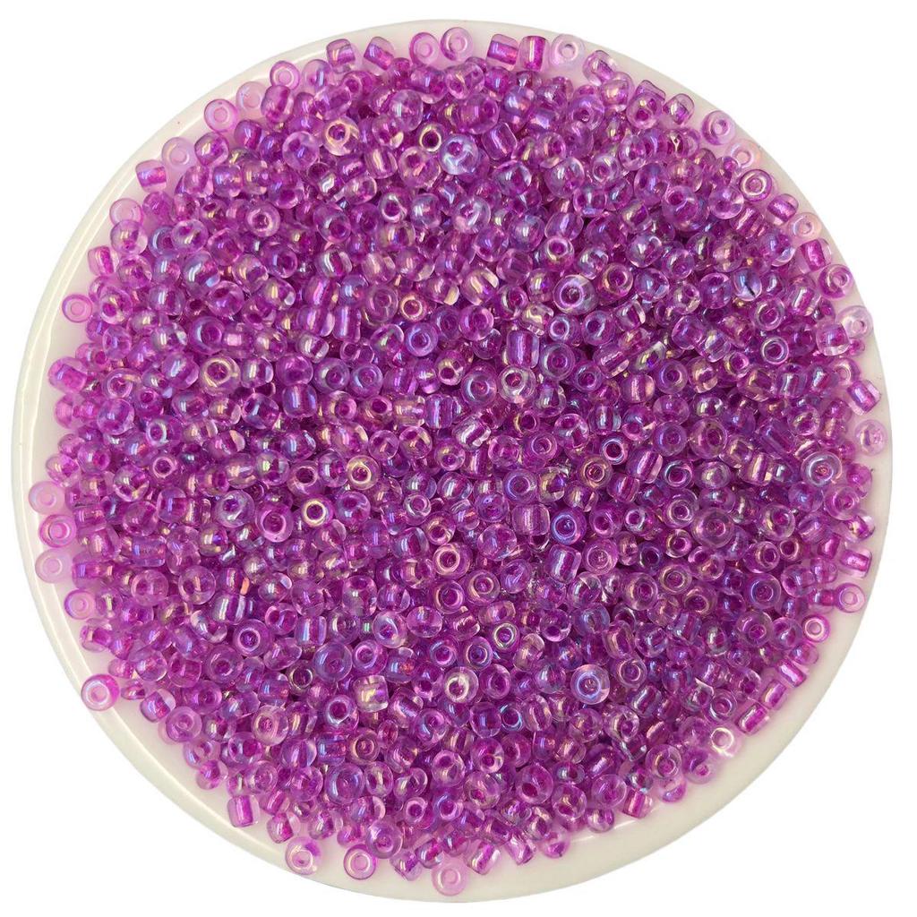 Solid Color 2/3/4mm Glass Seed Beads, Silver Lined, Dyed AB Cream, Round for Handmade Beading & Bracelets.