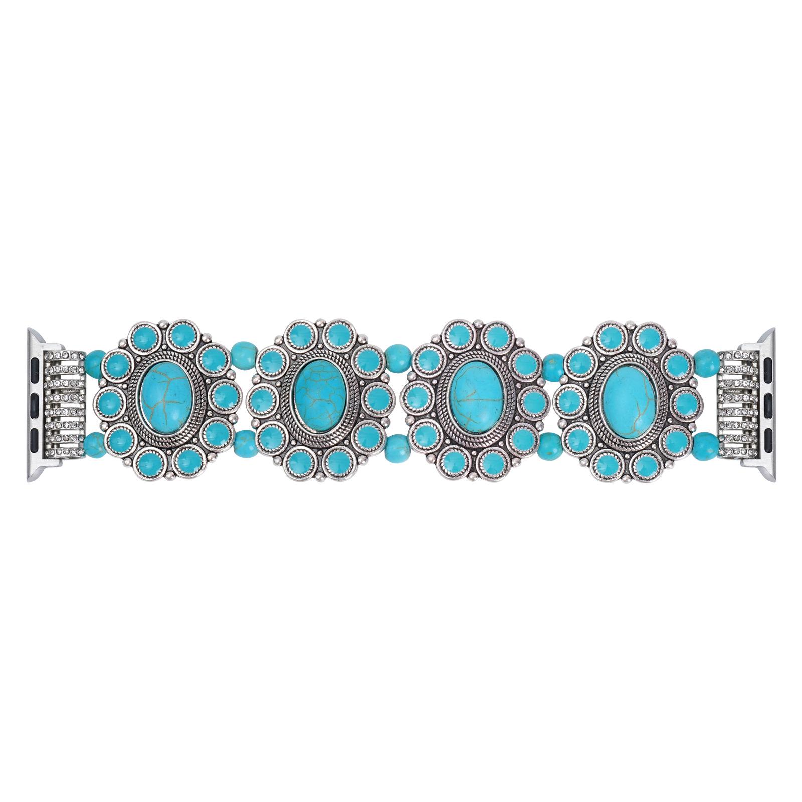 

Bohemian Beaded Apple Watch Band - Stylish Cross-Border Design 42/44/45/46/49mm Large Dial небесно-голубой
