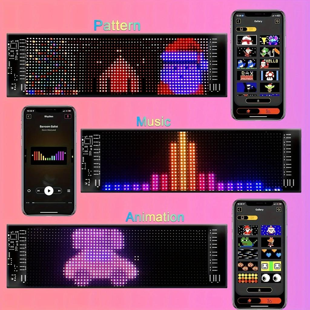 Programmable Flexible USB LED Sign Matrix Pixel Panel Scrolling Advertising Text Animation APP Remote Control Party Decorations