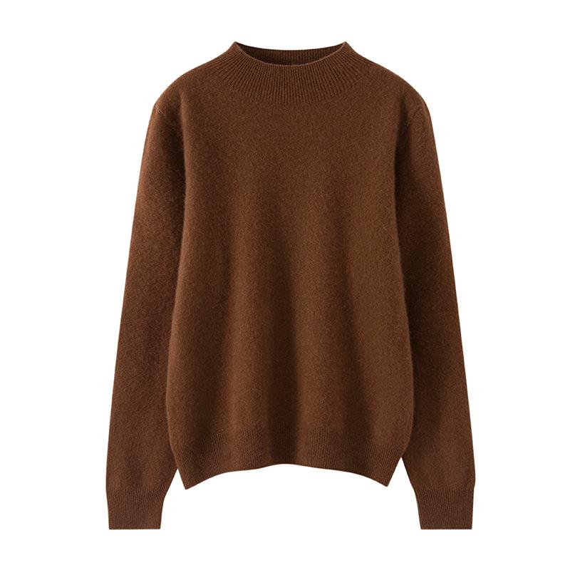 Lekasha Women's 100% Pure Cashmere Half-High Collar Loose Pullover for Autumn/Winter