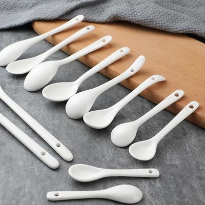 (25pcs) Mini Cucharilla de Café de Porcelana 8cm 10cm 12cm 13cm Cucharillas para Especias Miel Cucharillas de Café Cerámicas