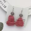 Autumn and Winter Cute Wool Christmas Hat Earrings Jewelry, Temperament Long Contrasting Color Pom-pom Earrings Women