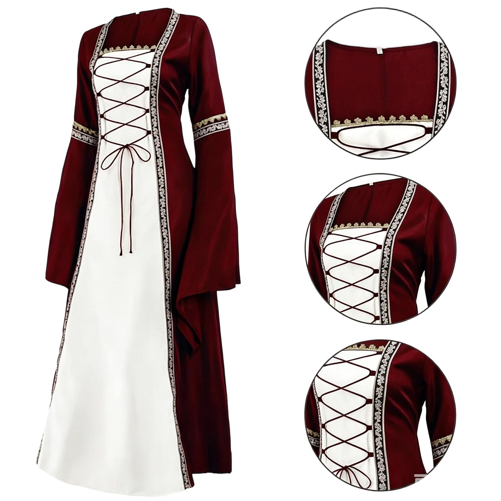 Women s Vintage Retro Long Sleeve Maxi Dress with Off-Shoulder Neckline and Fitted Waist M