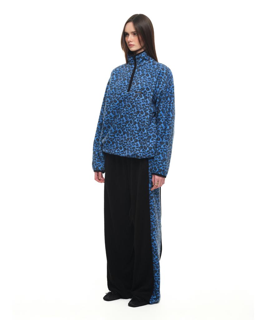 TOOMUCHTAX Leopard Terry Panel Sweatpants Blue